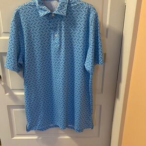 Southern Tide Blue Geometric Polo Shirt